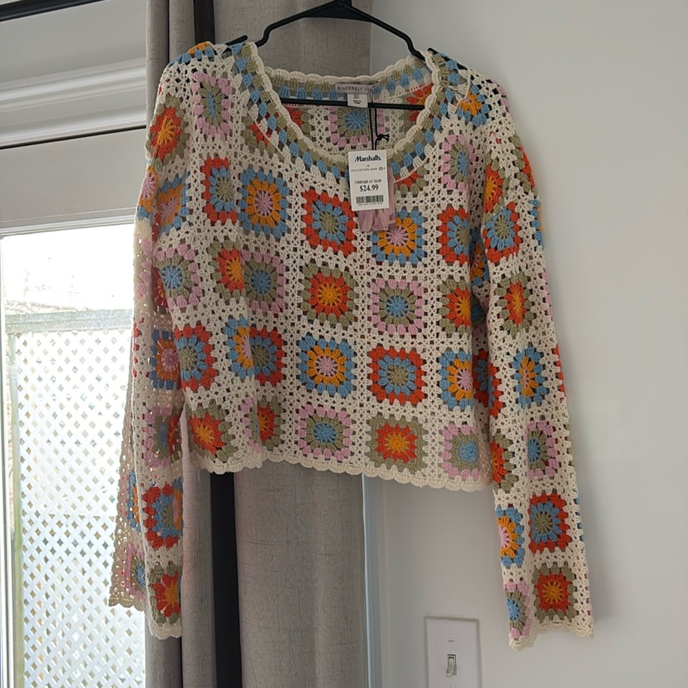 Sincerely Jules Crochet Sweater NWT Size L